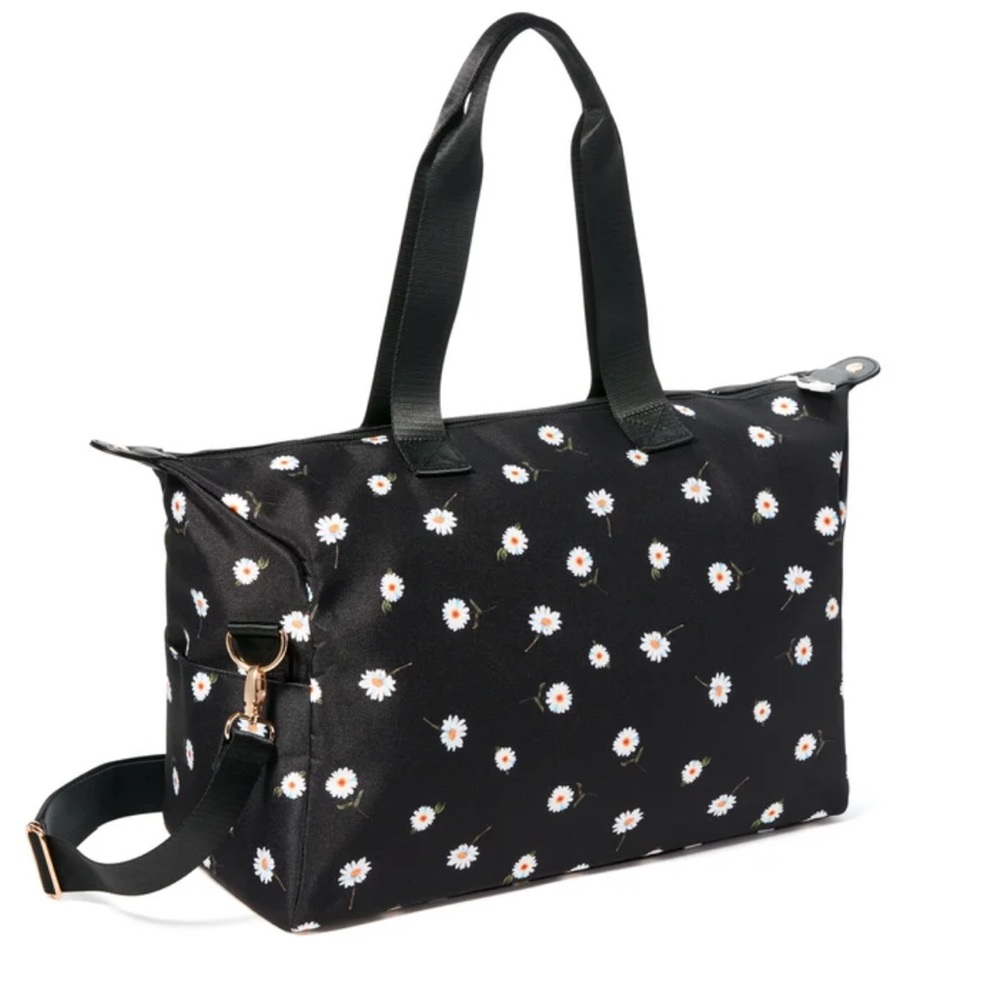NWOT Alice + Olivia x FabFitFun Weekender Black and White Daisy Print Duffel Bag
